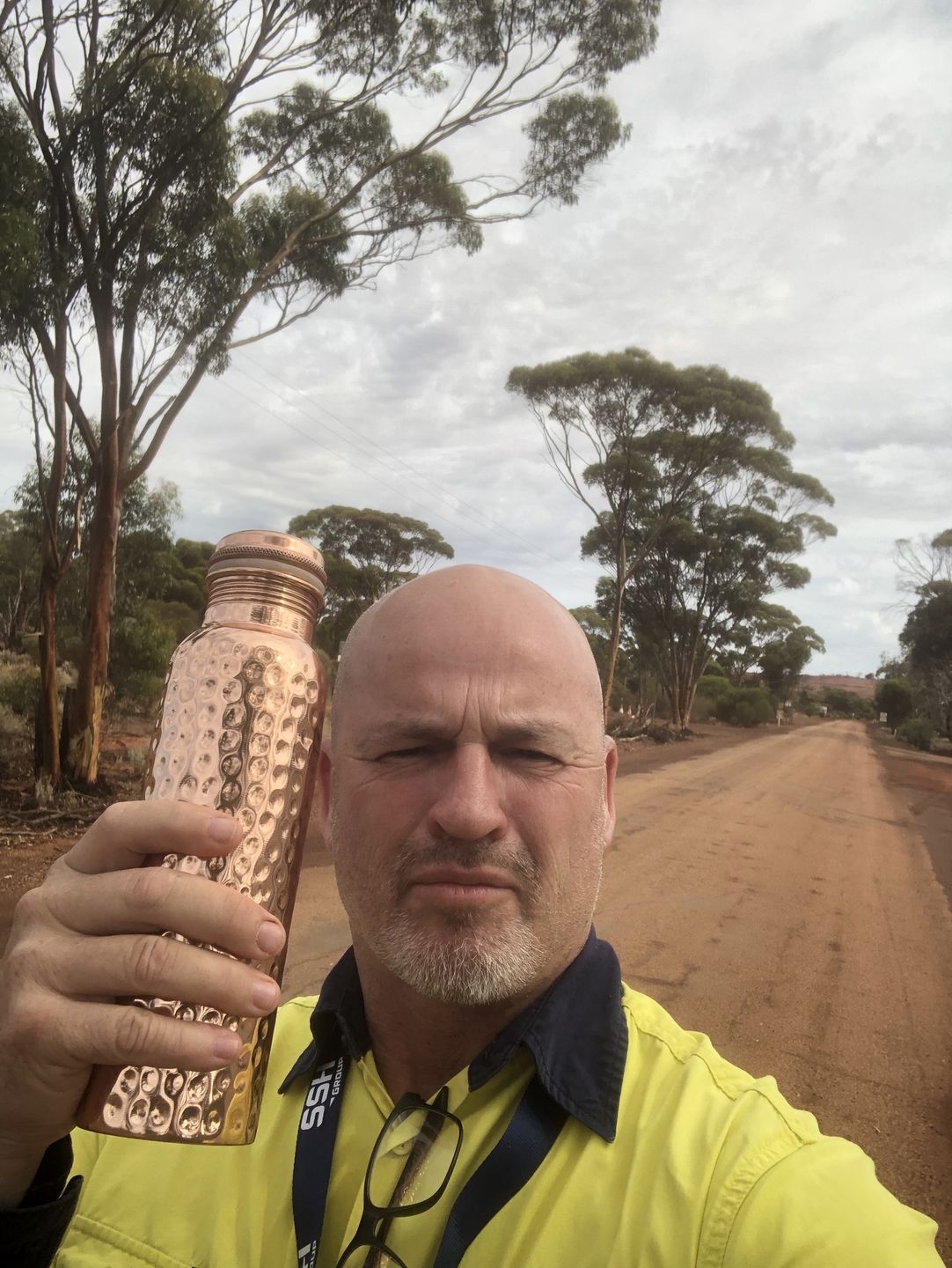 Customer photo review of Hammered Pure Copper Water Bottle
