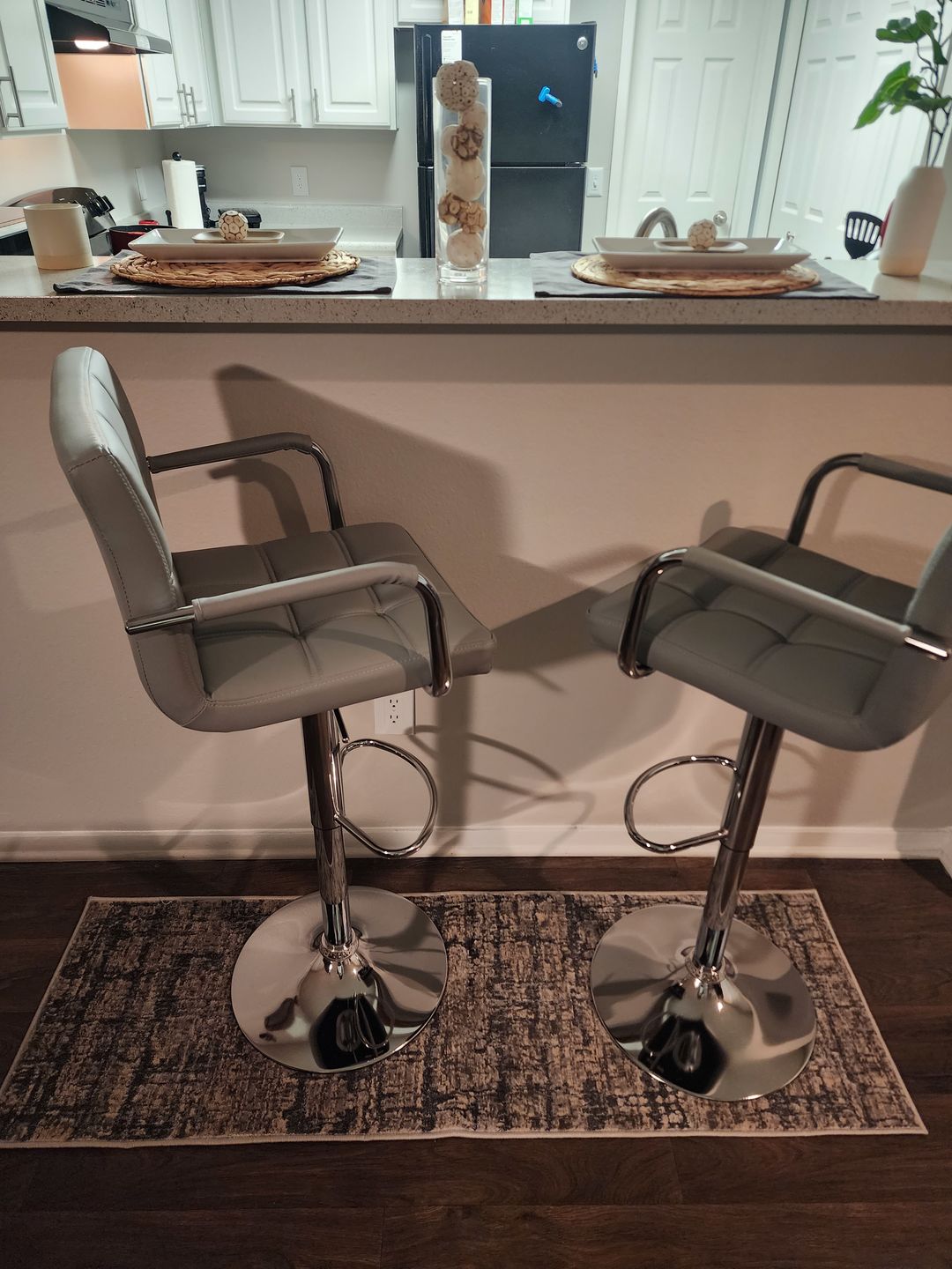 Customer photo review of Adjustable Square Bar Stools with Arm Rest (Set of 2)