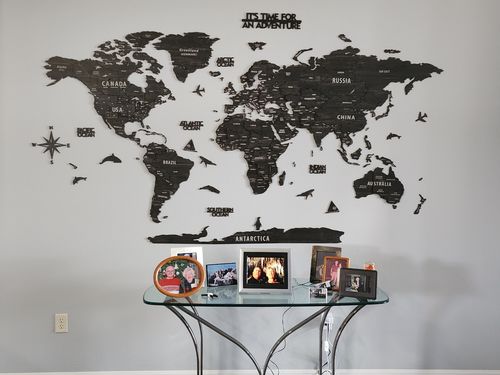 Customer photo review of 3D Wooden Multilayered World Map with States and Capitals v2