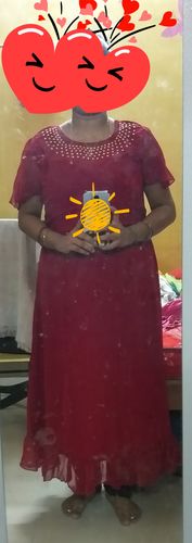 Customer photo review of Maroon Chiffon Hand Embroidered Maxi