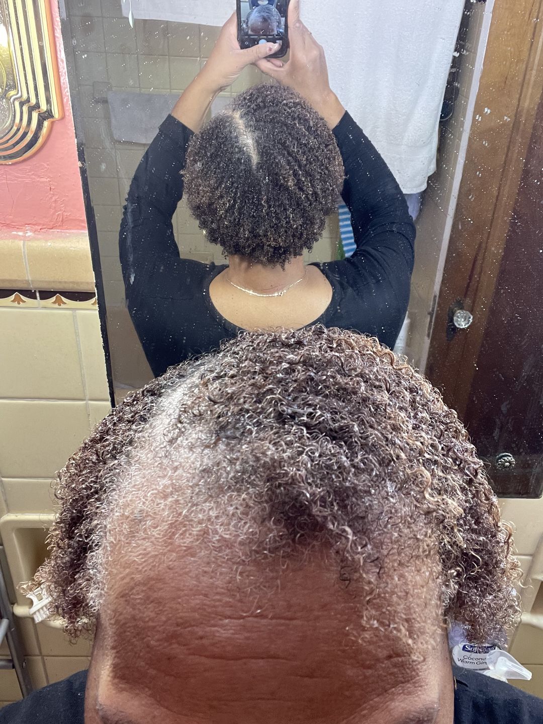 Customer photo review of Curly Hair Wash and Go System with Organic Jojoba Oil for Moisturizing Hair with Lavender Fragrance (Step 1 - 4)