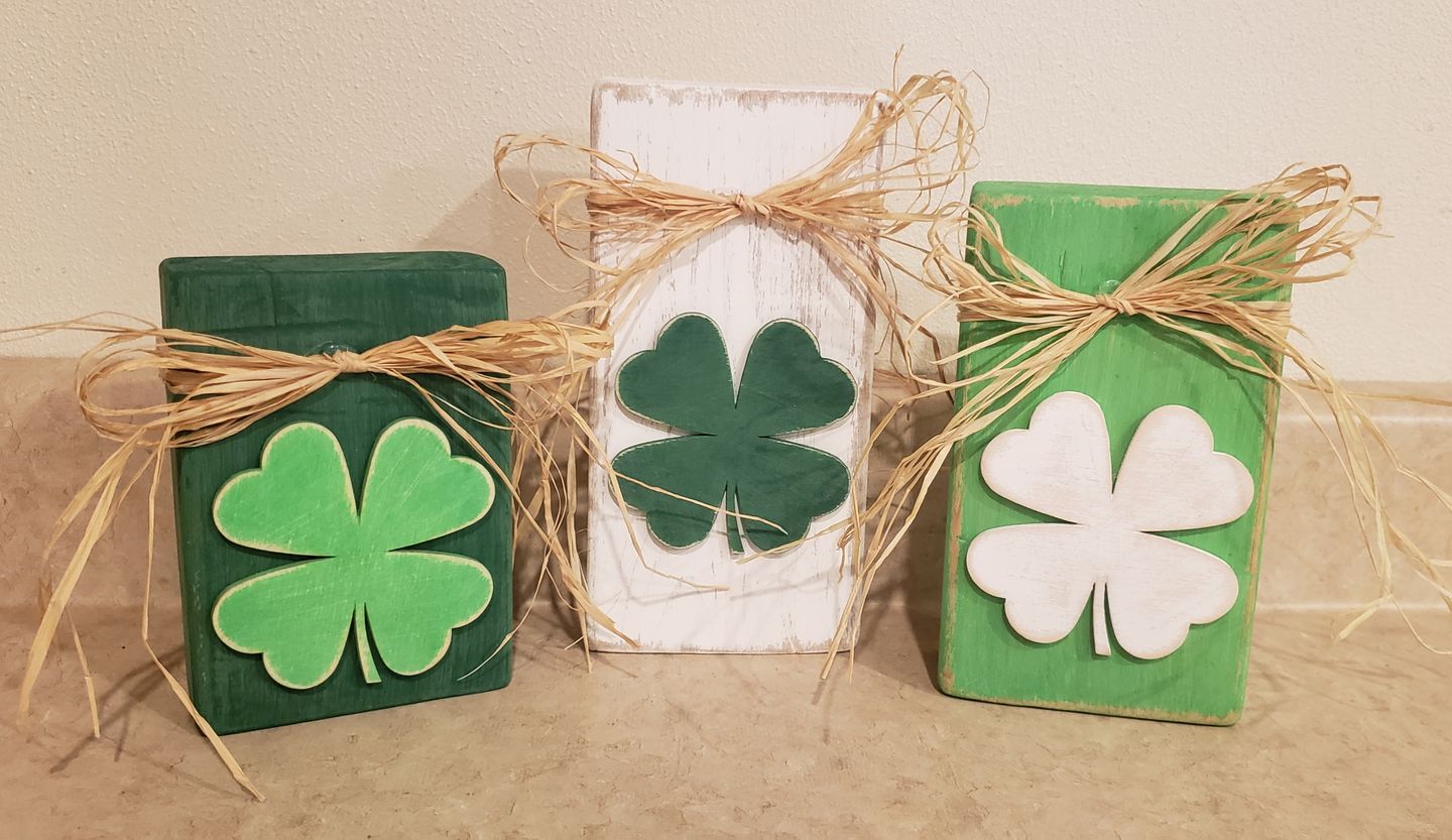 Customer photo review of Shamrock Unfinished Wood Craft Lucky Four Leaf Clover up to 24"  DIY