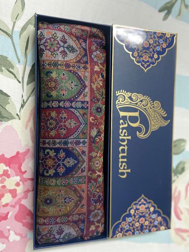Customer photo review of Pashtush women faux pashmina shawl, ethnic weave design, multi color