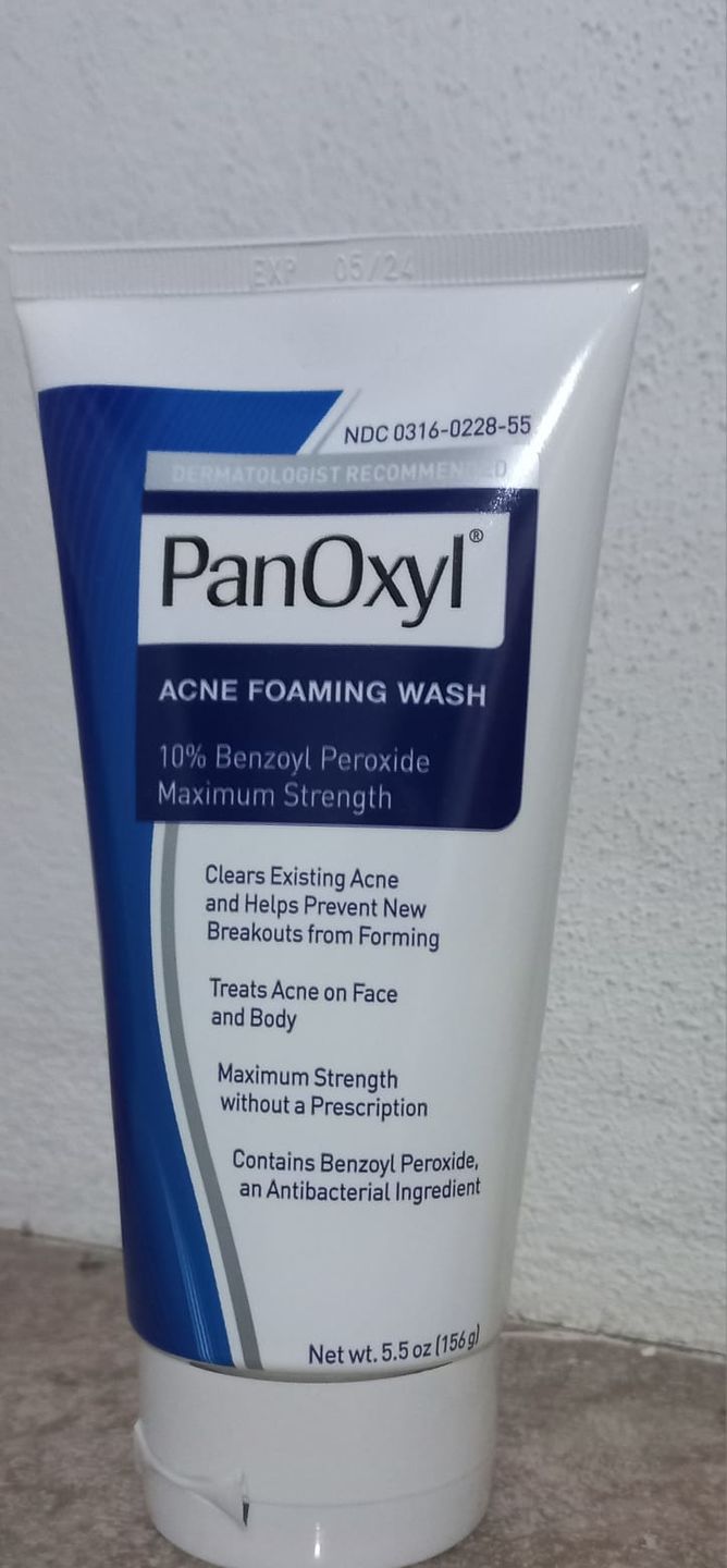 Customer photo review of PanOxyl Maximum Strength Antimicrobial Acne Foaming Wash for Face