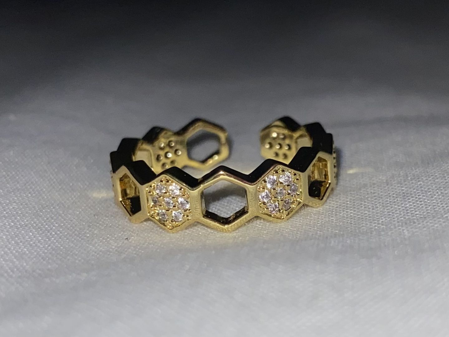 Customer photo review of Gold & Crystal Honeycomb Ring