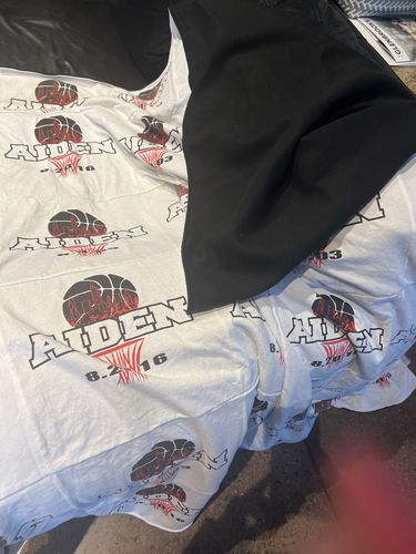 T-shirt quilt with basketball themes by Julie  from IL