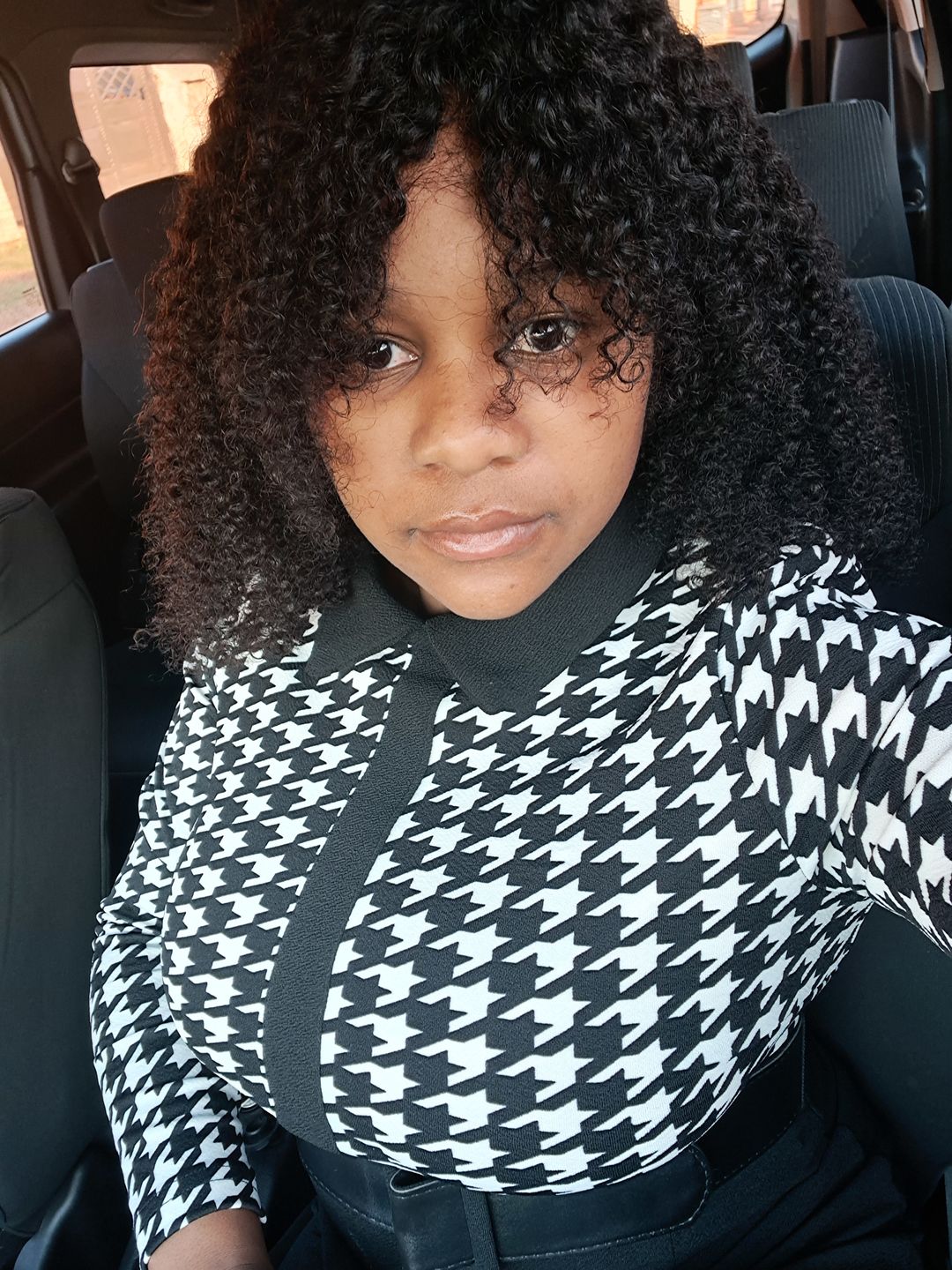 Customer photo review of Brazilian Kinky Curl Fringe - Gabby