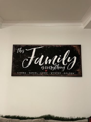 Customer photo review of Modern Farmhouse Wall Decor - This Family is Everything Industrial Wall Art