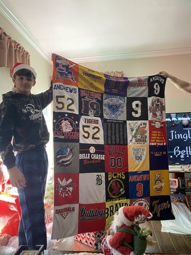 T-shirt quilt featuring belle chasse high school tigers, andrew's tigers by Stephanie from LA