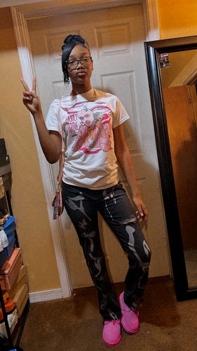 Customer photo review of Triple Pink Dunk Low DopeSkill T-Shirt Money Is The Motive Graphic