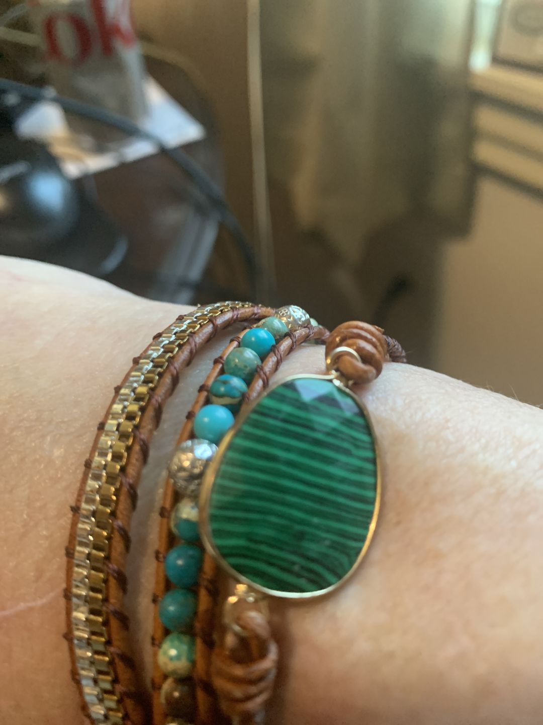 Customer photo review of Malachite Protection Wrap Bracelet