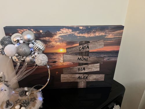 Customer photo review of Lienzo personalizado Corazon en la Playa