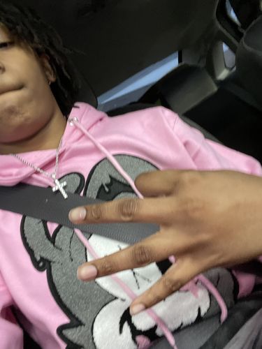 Customer photo review of RAW Nights Pink Chenille Hoodie
