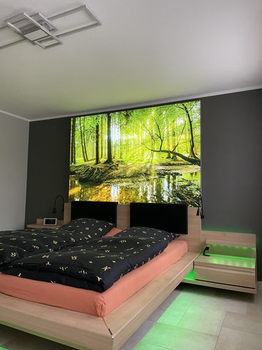 Customer photo review of Leuchtbild | Wald mit Sonnenstrahlen | Querformat