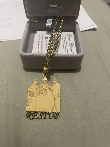 Customer photo review of Lovers Charm™ 18K Custom Engraved Necklace