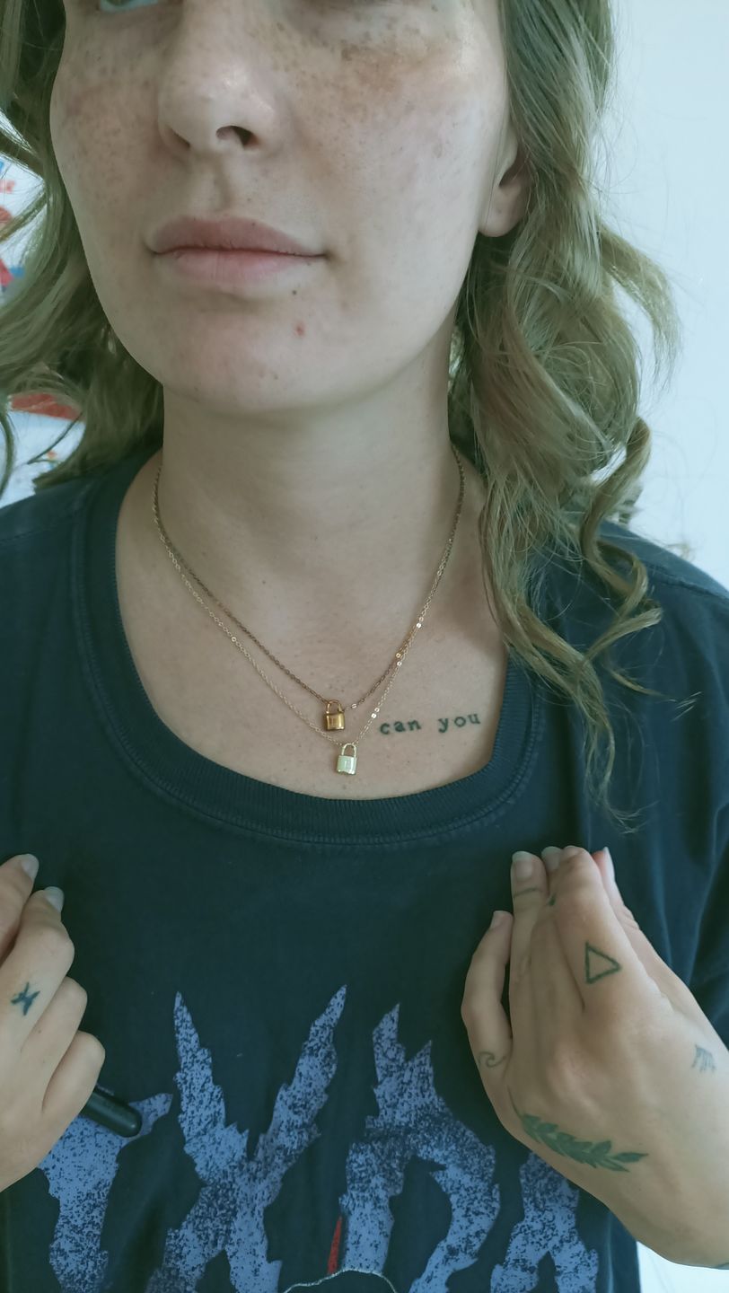 Customer photo review of Padlock Initial Letter Necklace