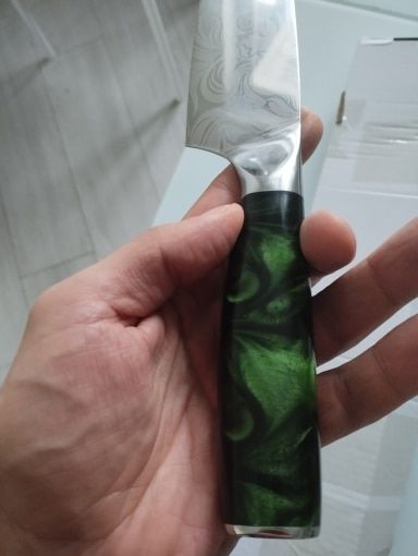 Customer photo review of Wasabi Collection — Japanese High-Carbon Steel Knife Set with Green Resin Handles