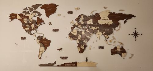 Customer photo review of 3D Wooden Multilayered World Map with States and Capitals v2