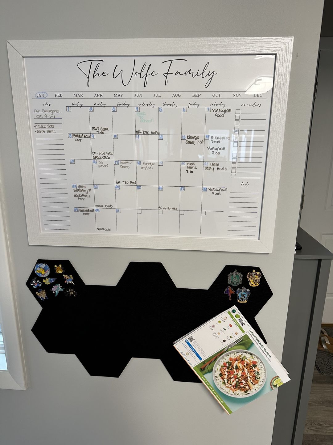Customer photo review of Monthly Horizontal Whiteboard + 3 custom boxes | Pennington Style
