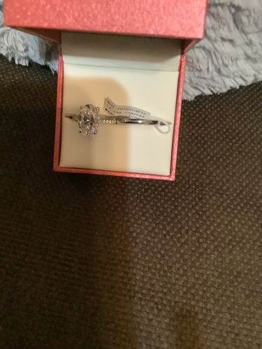 Customer photo review of Solitaire 5.5ct Oval CZ Ring Set in Sterling Silver