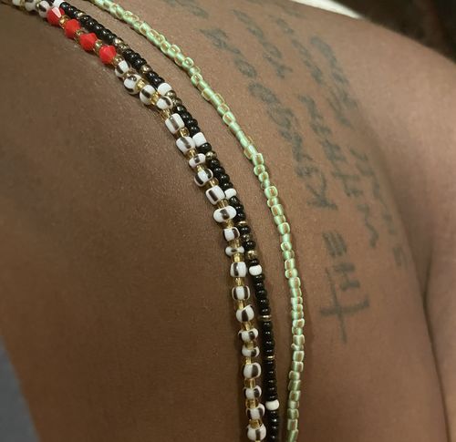Customer photo review of Extended Length 60 Inch Sacred Tie On Waist Beads