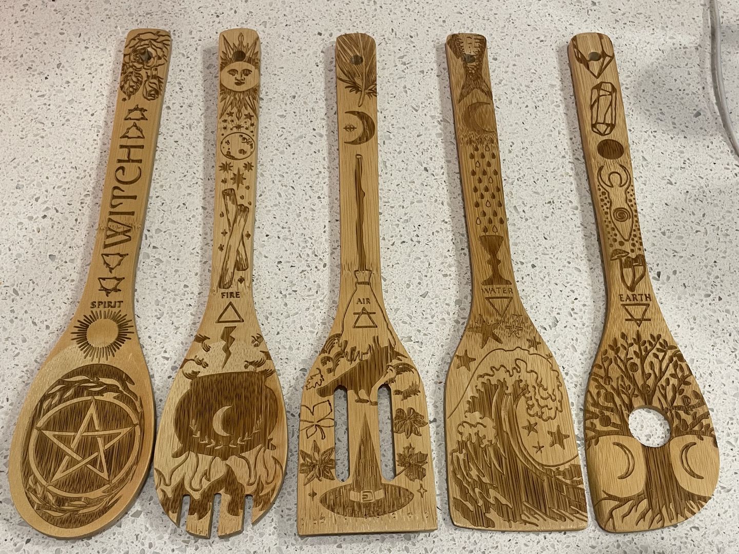 Customer photo review of The 5 Elements Bamboo Large Kitchen Utensils Set