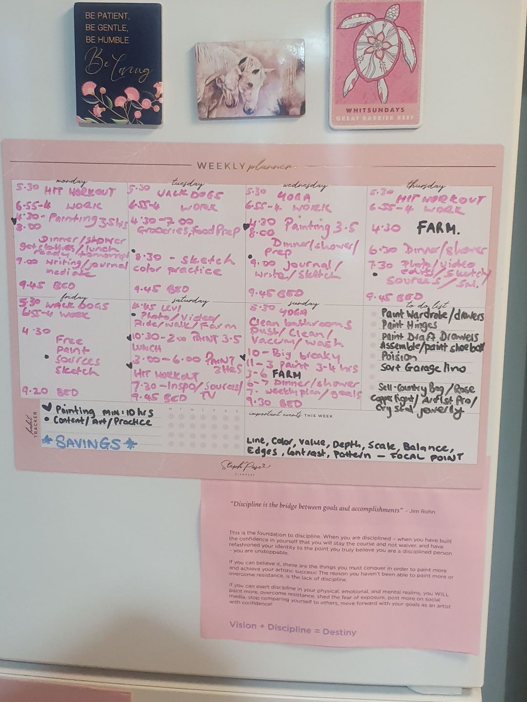 Customer photo review of NEW Blush Weekly Planner Magnet