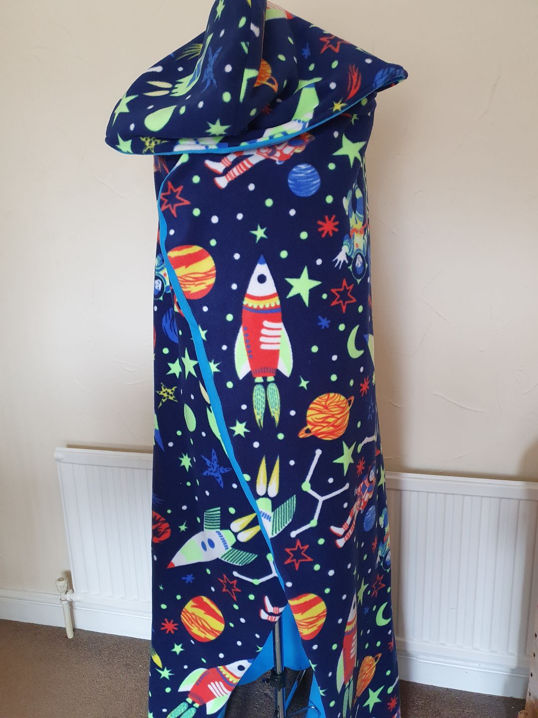 Customer photo review of Rockets in Outer Space Anti Pill Polar Fleece Fabric