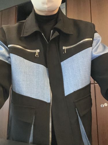 Customer photo review of Contrasting Pocket Cropped Jacket