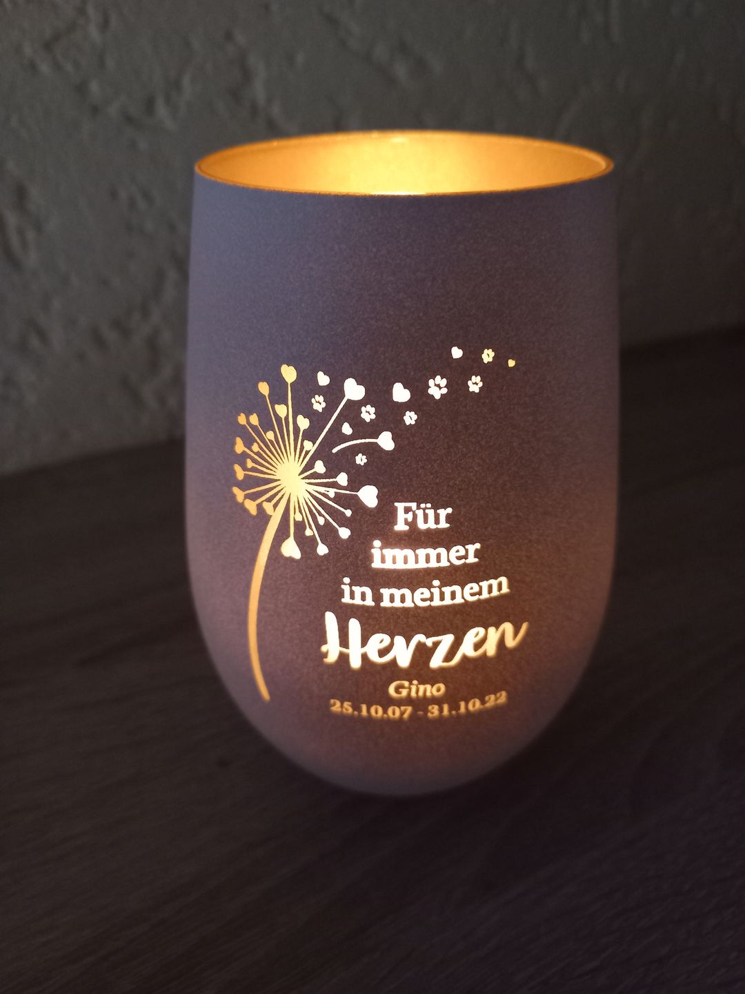 Customer photo review of Für immer im Herzen - Individuelles Trauerlicht
