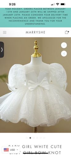 Customer photo review of Baby Girl Summer Elegant White Puffy Bow Birthday Princess Baptism Dress