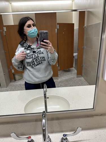 Customer photo review of Currently Have A Belly Ache, But I'm Being Really Brave About It Unisex Sweatshirt
