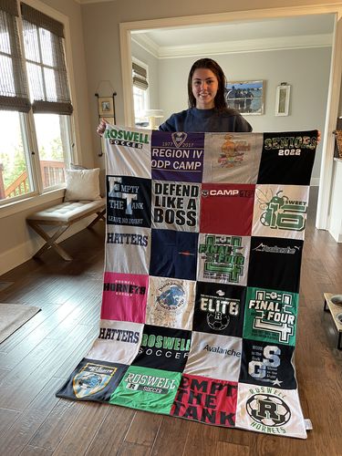 T-shirt quilt featuring roswell high school soccer team by Carol from GA
