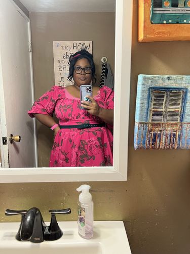Customer photo review of Vacation Dress in Hot Pink with Pink Roses - Vixen by Micheline Pitt