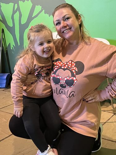 Customer photo review of Mama & Minnie Ears Mum & Kid Matching Dusty Pink Sweatshirts