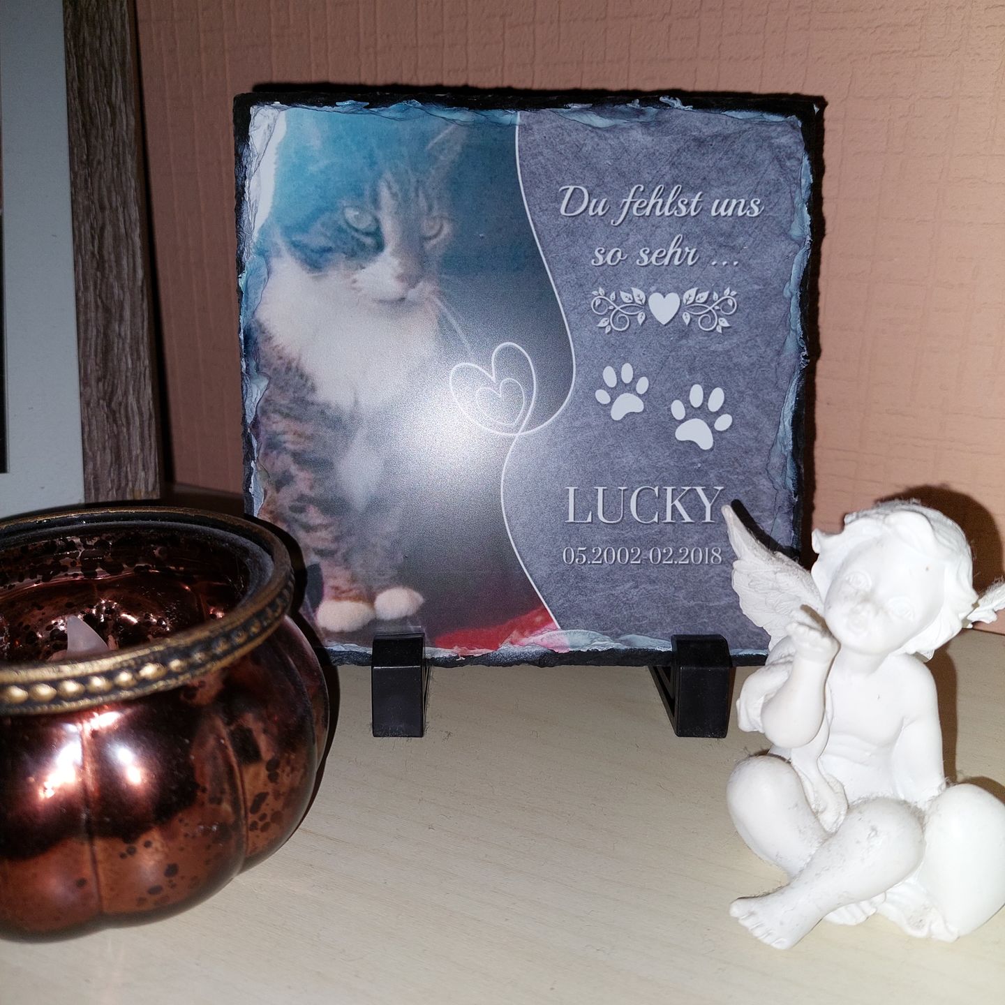 Customer photo review of Du fehlst uns - Individuelle Schieferplatte