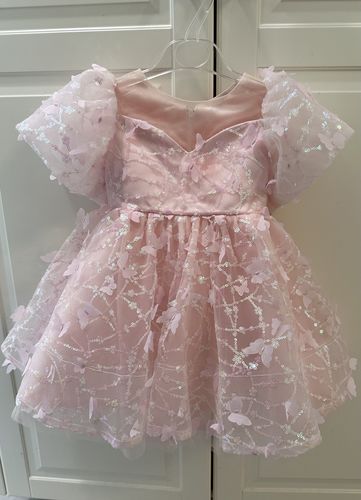 Customer photo review of Baby Girl and Toddler Summer Pink Sequin Bow Fluffy Birthday Princess Dress
