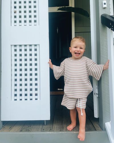 Customer photo review of Stripe Waffle Set - White/Beige