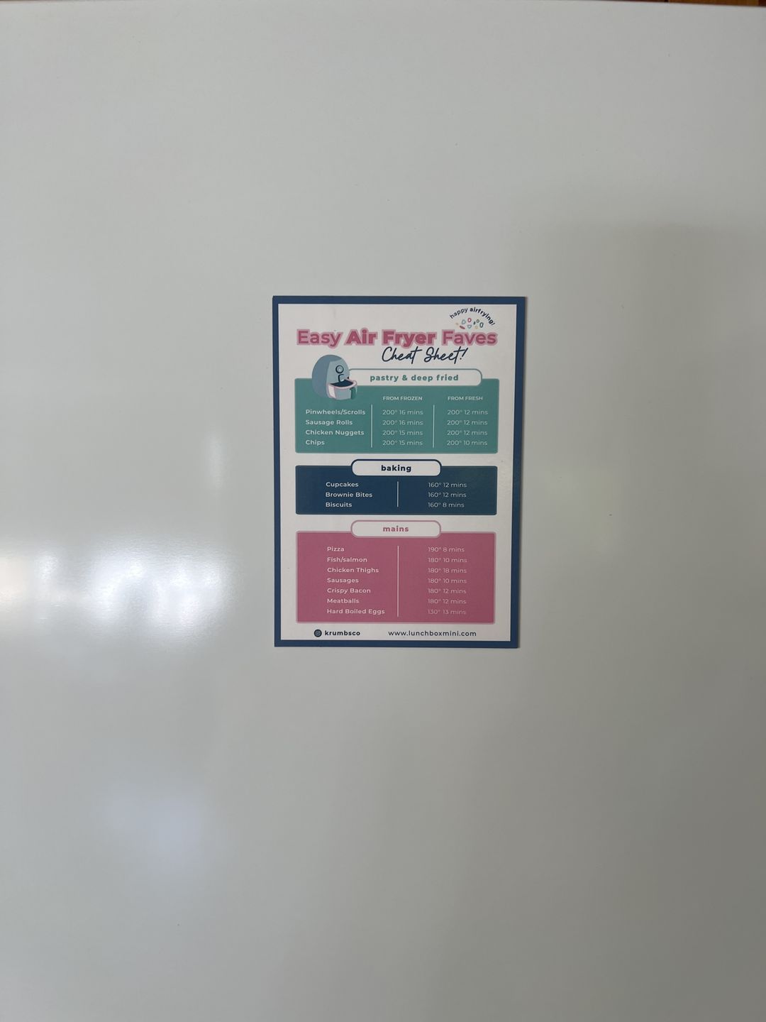 Customer photo review of krumbsco Easy Air Fryer Faves Cheat Sheet - Magnet