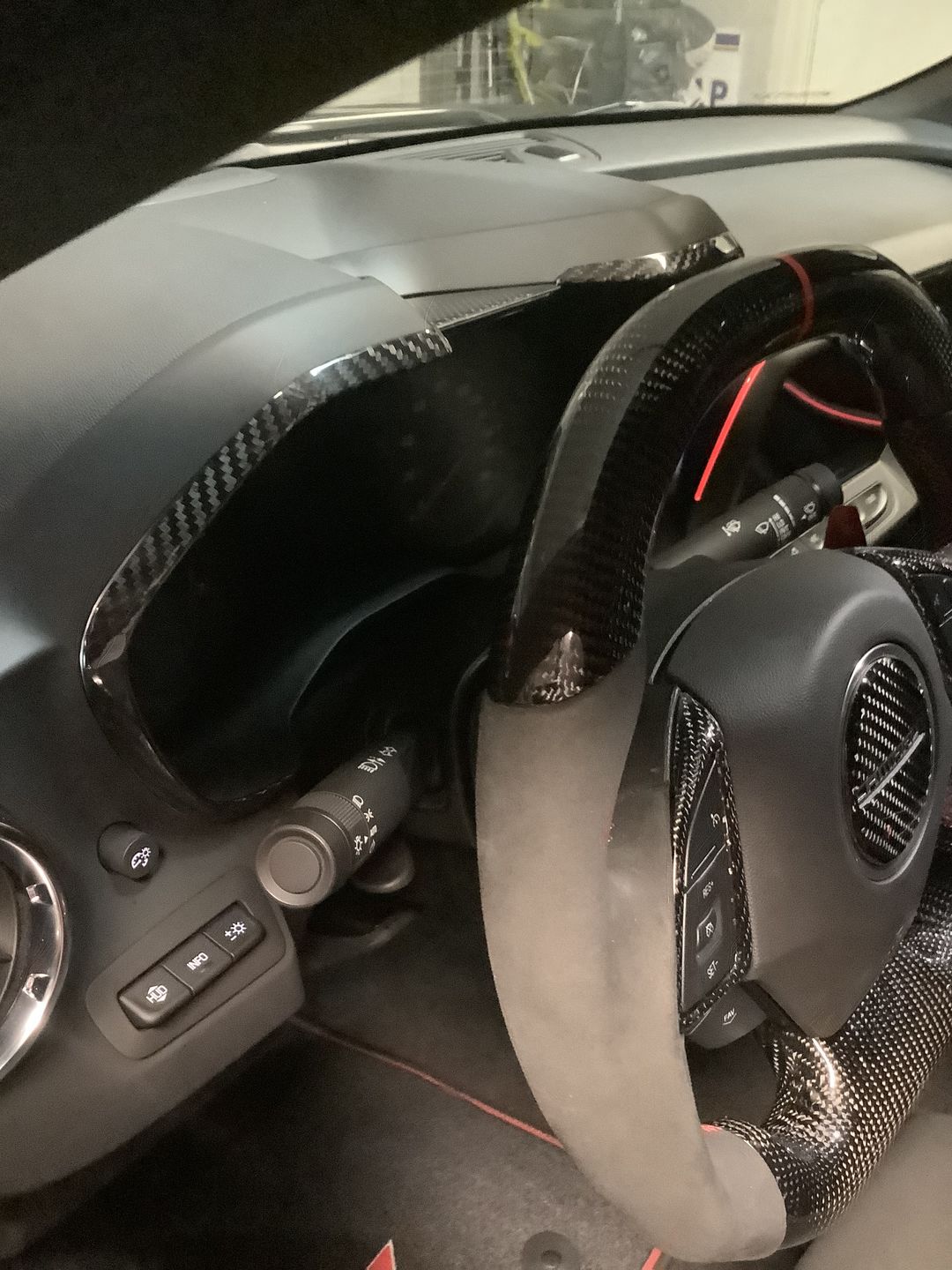 Customer photo review of Carbon Fiber Gauge Bezel Chrome Delete Cover for Chevy Camaro 2016-2023