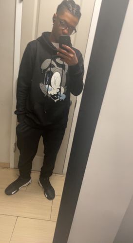 Customer photo review of RAW Nights Baby Blue Chenille Hoodie