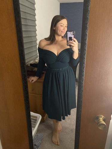 Customer photo review of Starlet Swing Dress in Hunter Green - Vixen by Micheline Pitt