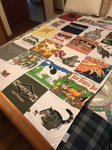 T-shirt quilt with travel, animals themes by Maryjane from MA