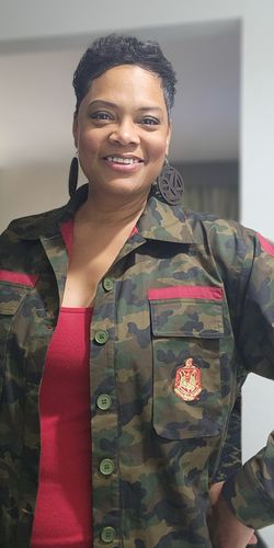 Customer photo review of Camouflage Jacket- Delta Sigma Theta Crest