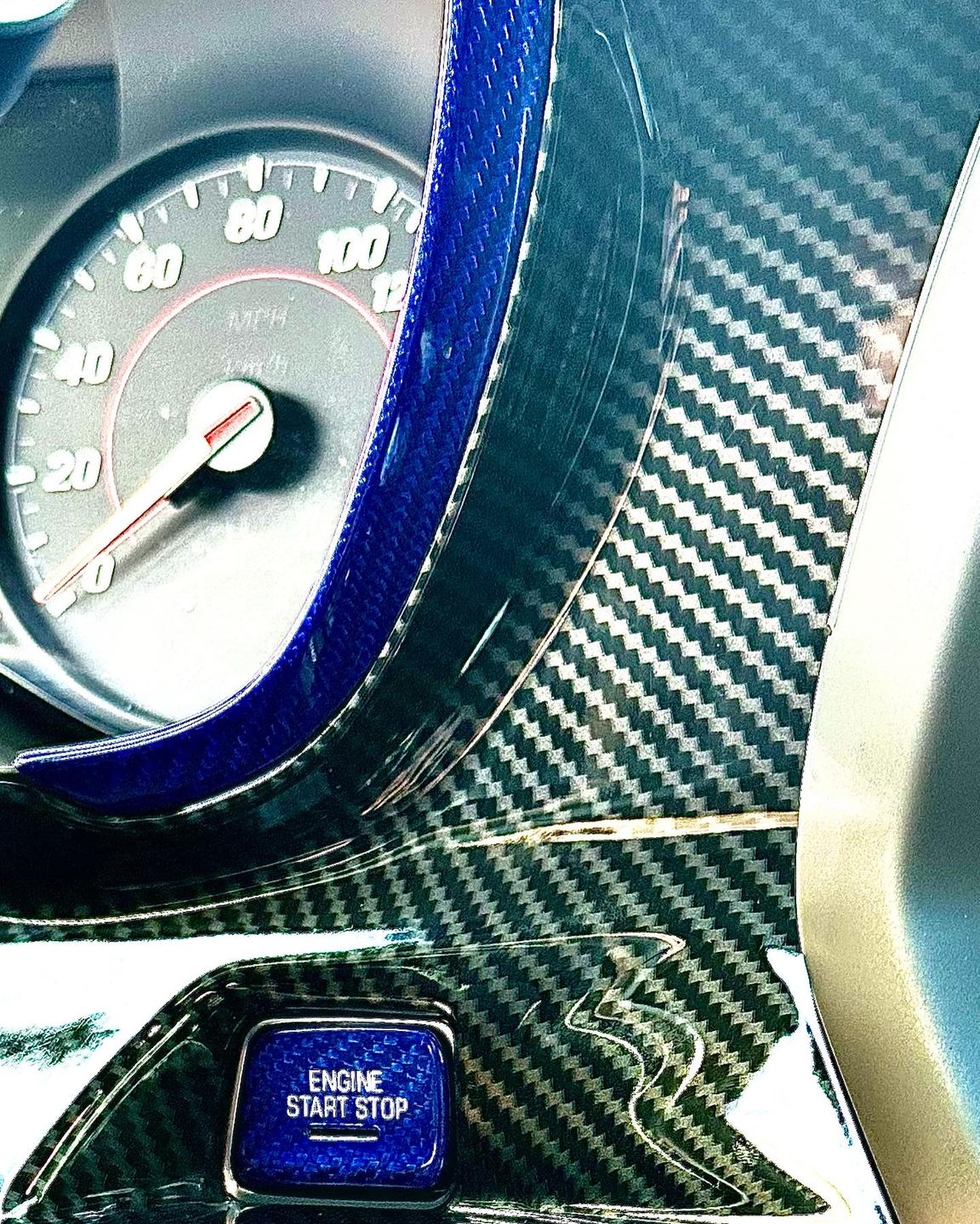 Customer photo review of Carbon Fiber Gauge Bezel Chrome Delete Cover for Chevy Camaro 2016-2023