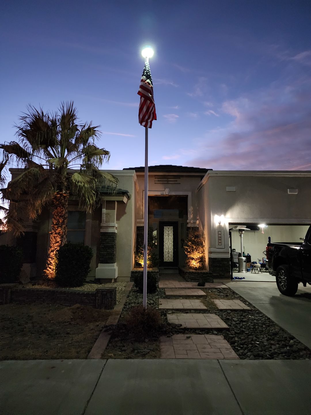 Customer photo review of 20 ft. Commercial Aluminum Flagpole with External Rope Halyard rated at 85mph