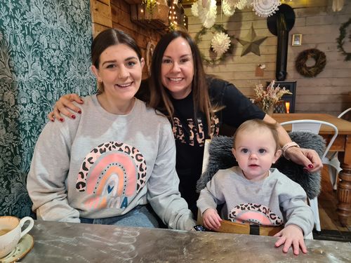 Customer photo review of Leopard Rainbow Mama & Mini Leopard Heather Grey Sweatshirts