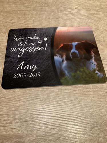 Customer photo review of Hunde Gedenktafel mit Foto & Spruch