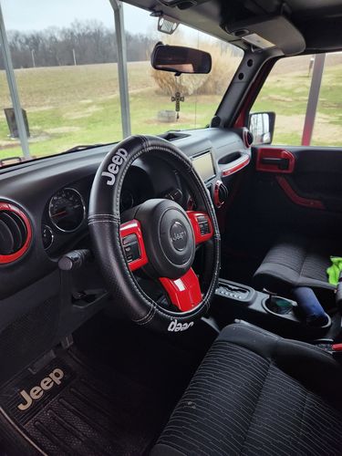 Customer photo review of Steering Wheel Red Interior Trim Kits for 11-18 Wrangler JK