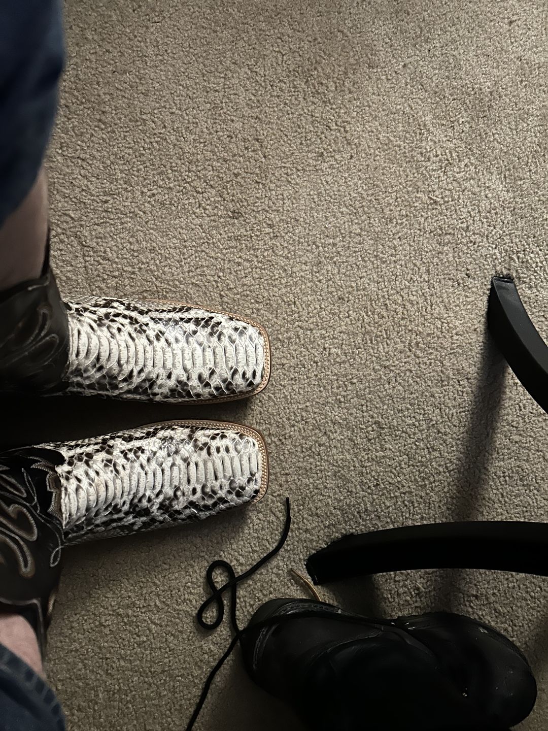 Customer photo review of Cowtown Men’s Square Toe Python Boot Q818